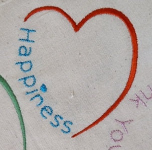 HAPPINESS HEART Machine Embroidery Design - HH824  4 x 4
